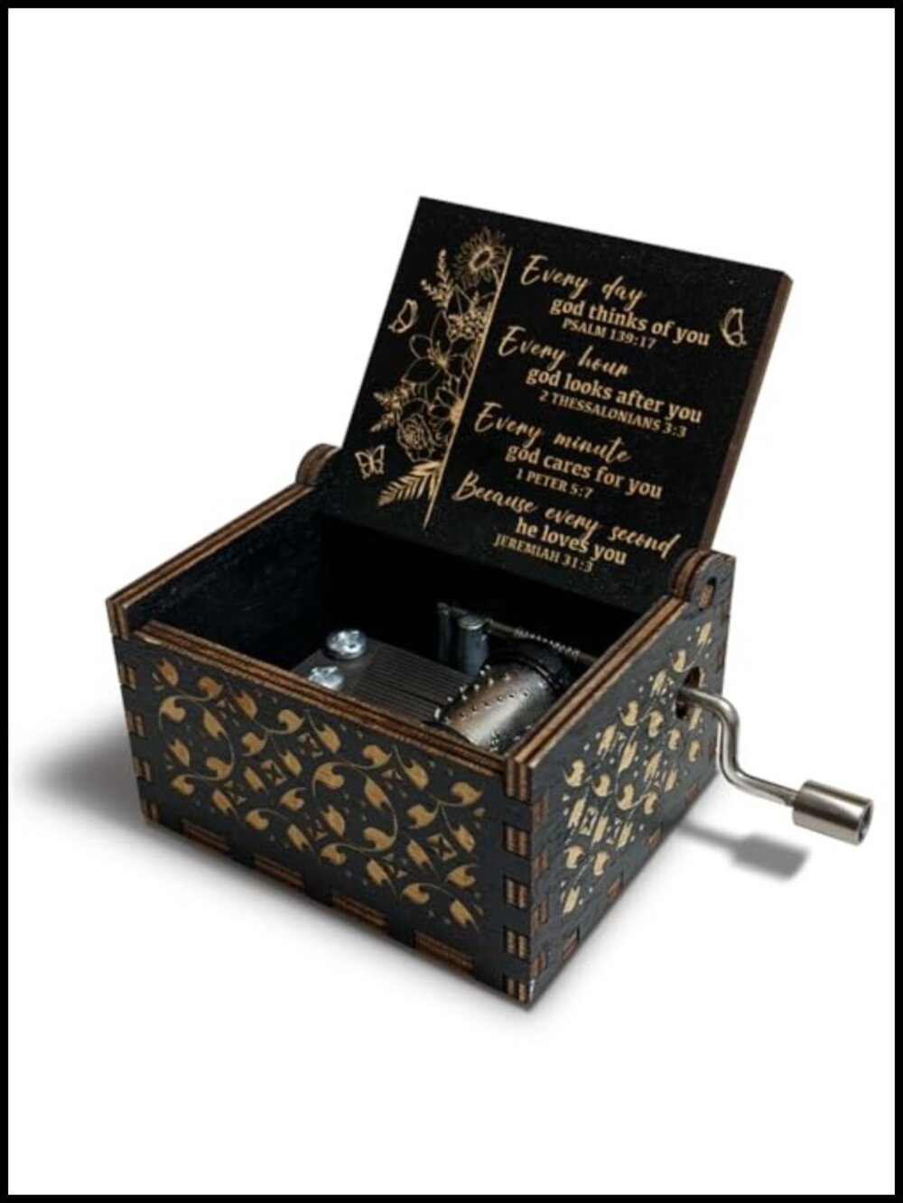 Wooden Engraved Scripture Music Box Christian Prayer Gift